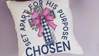 Chosen for his purpose religious kitchen towels Christian throw pillow for living room, Easter hostess gift for sister, Colossians 3:12