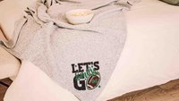 Personalized lets go football number blanket 50 x 60, football Mothers day gift for mother in law, carolina blue name throw blanket for