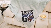Personalized lets go football number blanket 50 x 60, football Mothers day gift for mother in law, carolina blue name throw blanket for