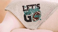 Personalized lets go football number blanket 50 x 60, football Mothers day gift for mother in law, carolina blue name throw blanket for