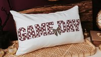 Game day girly football throw pillow for bed cute football gifts for girls, football coquette room decor for teens, football mom
