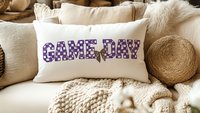 Game day girly football throw pillow for bed cute football gifts for girls, football coquette room decor for teens, football mom