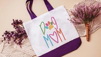 dog mom tote for women, colorful dog paw print tote bag for dog lover, popular now dog mama gifts, dog beach bags for summer, dog gifts for