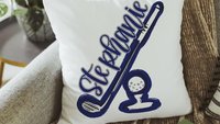 Personalized columbia blue name golf pillow for couch, golf mom era room decor pillow, lady golfer throw pillow for bed, cute golf gifts for
