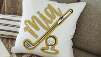 Personalized columbia blue name golf pillow for couch, golf mom era room decor pillow, lady golfer throw pillow for bed, cute golf gifts for
