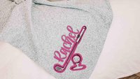 personalized golf blanket woman golfer graduate gift, carolina blue golf decor high school golf girls name throw blanket, college golf gifts