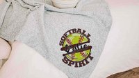 Personalized softball spirit name blanket 50 x 60, softball Mothers day gift for mother in law, carolina blue name throw blanket for sofa
