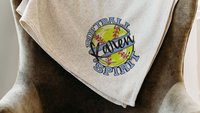 Personalized softball spirit name blanket 50 x 60, softball Mothers day gift for mother in law, carolina blue name throw blanket for sofa