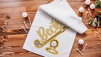 Personalized golf towels with hook, Carolina blue school spirit golf team for women, cute golf gifts for friends, lady golfer gifts, best