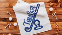 Personalized golf towels with hook, Carolina blue school spirit golf team for women, cute golf gifts for friends, lady golfer gifts, best