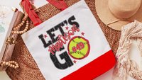 personalized softball tote bags for high school, school spirit tote bag with name, softball wristlet for girls, softball gifts for player