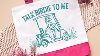 talk birdie to me golf tote bag for cart, golf Mothers Day gift for golfers, golf mom era golf wristlet for women, funny golf gifts for her