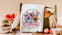 personalized love grows here Abuela pillow cover 18 x 18, Abuela gifts Mothers day gift from grandchildren, Abuela kitchen towels, floral