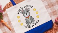 life is better with a dog mini Schnauzer tote bags for dog lover, giant Schnauzer gifts for women, standard Schnauzer cute tote shopping bag