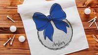 personalized girly golf towel with name, cute golf gear, royal blue school spirit high school girls golf gifts for teenage girls, golfing