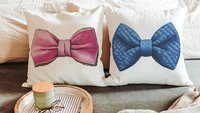 Pink & Blue bow coquette throw pillow