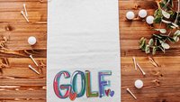 girly golf towel with grommet, colorful golf ball towel, cheery words cute golf bag accessories, lady golf gifts for her, golfer gifts for
