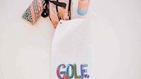 girly golf towel with grommet, colorful golf ball towel, cheery words cute golf bag accessories, lady golf gifts for her, golfer gifts for
