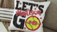 personalized lets go softball pillow for daughter going to college, high school graduation gifts for girls, 2026 softball senior night gifts