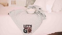 Personalized lets go football number blanket 50 x 60, football Mothers day gift for mother in law, carolina blue name throw blanket for