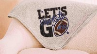 Personalized lets go football number blanket 50 x 60, football Mothers day gift for mother in law, carolina blue name throw blanket for