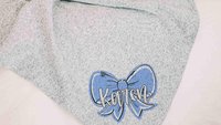 Personalized carolina blue coquette bow name blanket, college gifts for best friend, trendy aesthetic throw blankets for college apartment