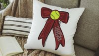 Personalized carolina blue softball name throw pillow cover 18x18, 2026 senior night softball gifts for teenage girls, softball Mothers day