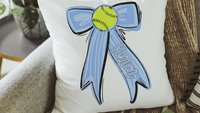 Personalized carolina blue softball name throw pillow cover 18x18, 2026 senior night softball gifts for teenage girls, softball Mothers day
