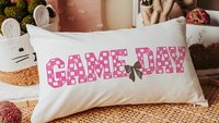 Game day girly football throw pillow for bed cute football gifts for girls, football coquette room decor for teens, football mom
