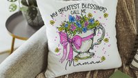 personalized my greatest blessings call me Mamaw pillows for bed, Mamaw gifts from grandchildren, floral kitchen towels, Mamaw to be gifts