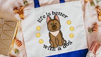 life is better with a dog German Shepherd tote bag for dog lovers, German Shepherd gifts for her, cute tote bag for women, GSD mama dog mom