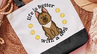 life is better with a dog German Shepherd tote bag for dog lovers, German Shepherd gifts for her, cute tote bag for women, GSD mama dog mom
