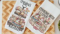 Grandma's kitchen, kitchen towel for grandma, vintage inspired kitchen decor, baker gifts for her, cooking with love kitchen hand towel for