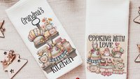 Grandma's kitchen, kitchen towel for grandma, vintage inspired kitchen decor, baker gifts for her, cooking with love kitchen hand towel for
