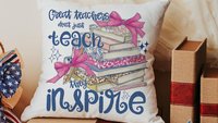 Great teachers don't just teach they inspire pillow for chair, cute teacher appreciation gifts for preschool teachers, kindergarten teacher