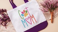 colorful cat paw print tote bag for cat lover, cat mom Mothers day gift from cat, cute tote shopping bag, trending now cat mama gifts, best