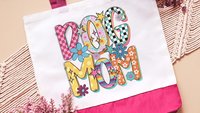 Dog mom rainbow dog tote bag for women, best gifts for dog lovers, dog walking bag, unique dog mom gifts, colorful rainbow dog gift