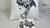 flamingo skeleton hand towels for bathroom, spooky cute Halloween kitchen towels home essentials, boo basket stuffers for girlfriend, beach