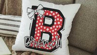 personalized cherry red initial throw pillows for couch, 2026 high school graduation gifts for granddaughter, college gifts for girls, name