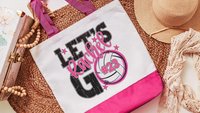 Personalized volleyball tote bag for women, lady volleyball gift wristlet with zipper, volleyball gifts for her, lady volleyball tournament