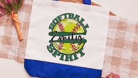 personalized softball tote bag for teens, softball wristlet with name, high school graduation gifts for girls, 2026 softball senior gifts
