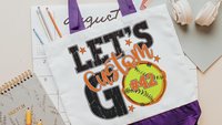 personalized softball tote bags for high school, school spirit tote bag with name, softball wristlet for girls, softball gifts for player