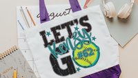 personalized softball tote bags for high school, school spirit tote bag with name, softball wristlet for girls, softball gifts for player