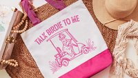 talk birdie to me golf tote bag for cart, golf Mothers Day gift for golfers, golf mom era golf wristlet for women, funny golf gifts for her