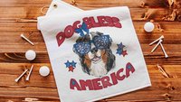 dog Bless America golf towel for Dad, German shepherd gifts guy golf gifts for men, patriotic golf bag towel dog dad Fathers day gift for