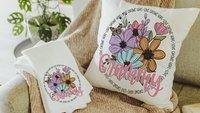 personalized love grows here Abuela pillow cover 18 x 18, Abuela gifts Mothers day gift from grandchildren, Abuela kitchen towels, floral