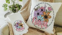 personalized love grows here Abuela pillow cover 18 x 18, Abuela gifts Mothers day gift from grandchildren, Abuela kitchen towels, floral