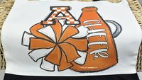 personalized orange checkered initial tote bag for college students, cheerleader tote bag for girls, cheer gifts for team, back to school