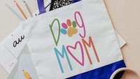 dog mom tote for women, colorful dog paw print tote bag for dog lover, popular now dog mama gifts, dog beach bags for summer, dog gifts for