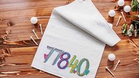 personalized golf towel with grommet, custom zip code towels golf accessories, golfing gifts for women, cute golf retirement gifts for her